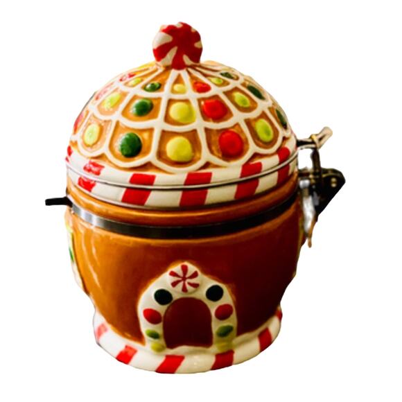 Gingerbread House Hinged Jar Christmas‎ Hand Painted - Picture 1 of 7